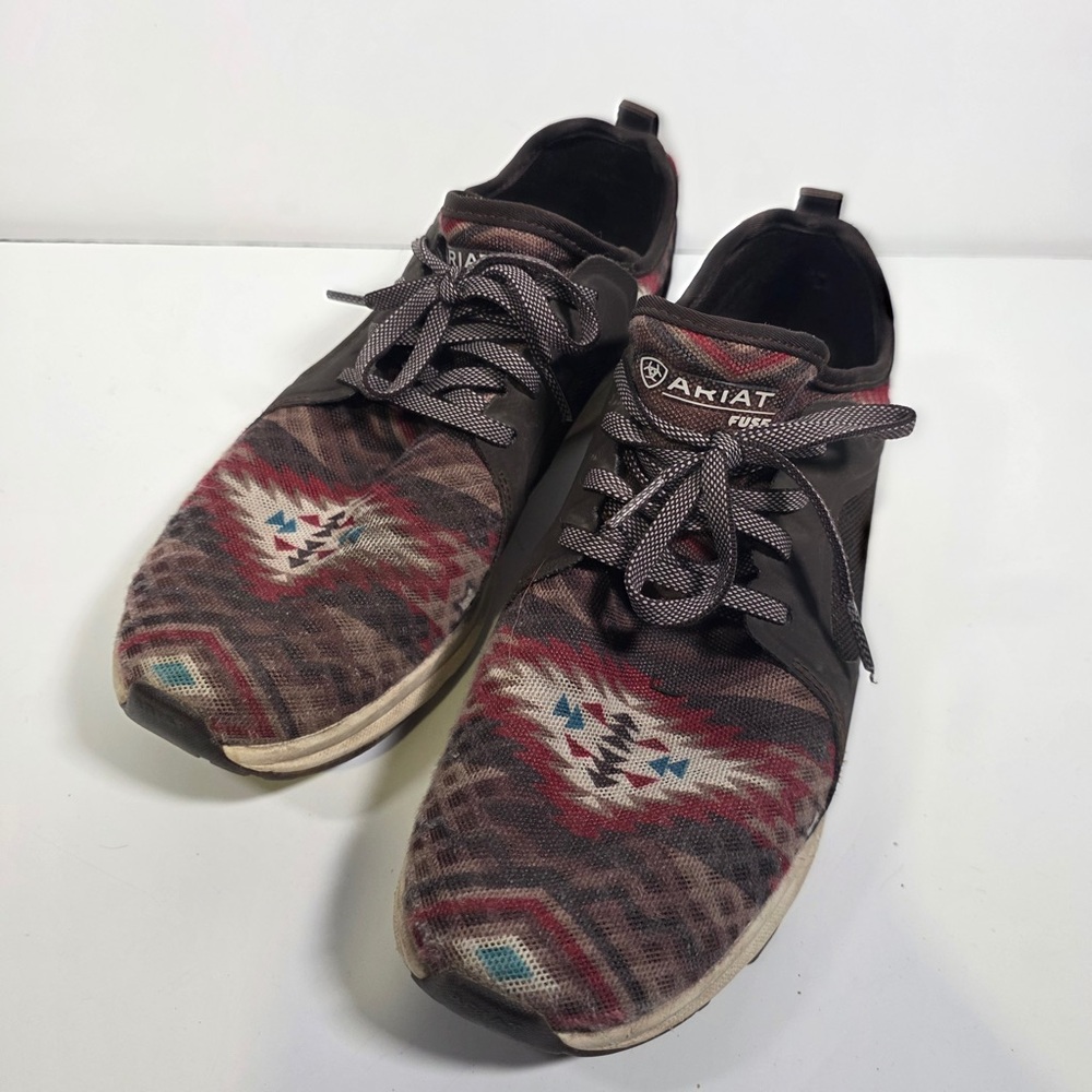 Ariat Women's Aztec Knit Athletic Sneakers in Brown and Red Accent